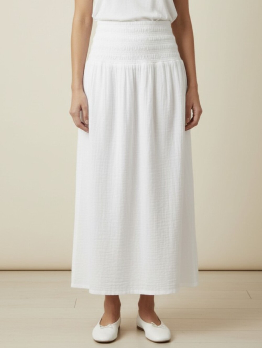OLD NAVY! WHITE 100% COTTON PEASANT STYLE, RUCHED ELASTIC WAIST SKIRT! SIZE XL